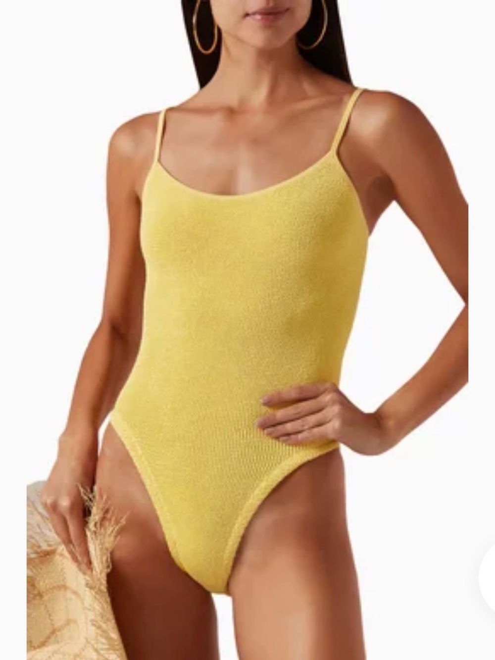 Hunza G SOLD OUT Pamela One-piece Swimsuit in Crinkle Nylon Blend in YELLOW